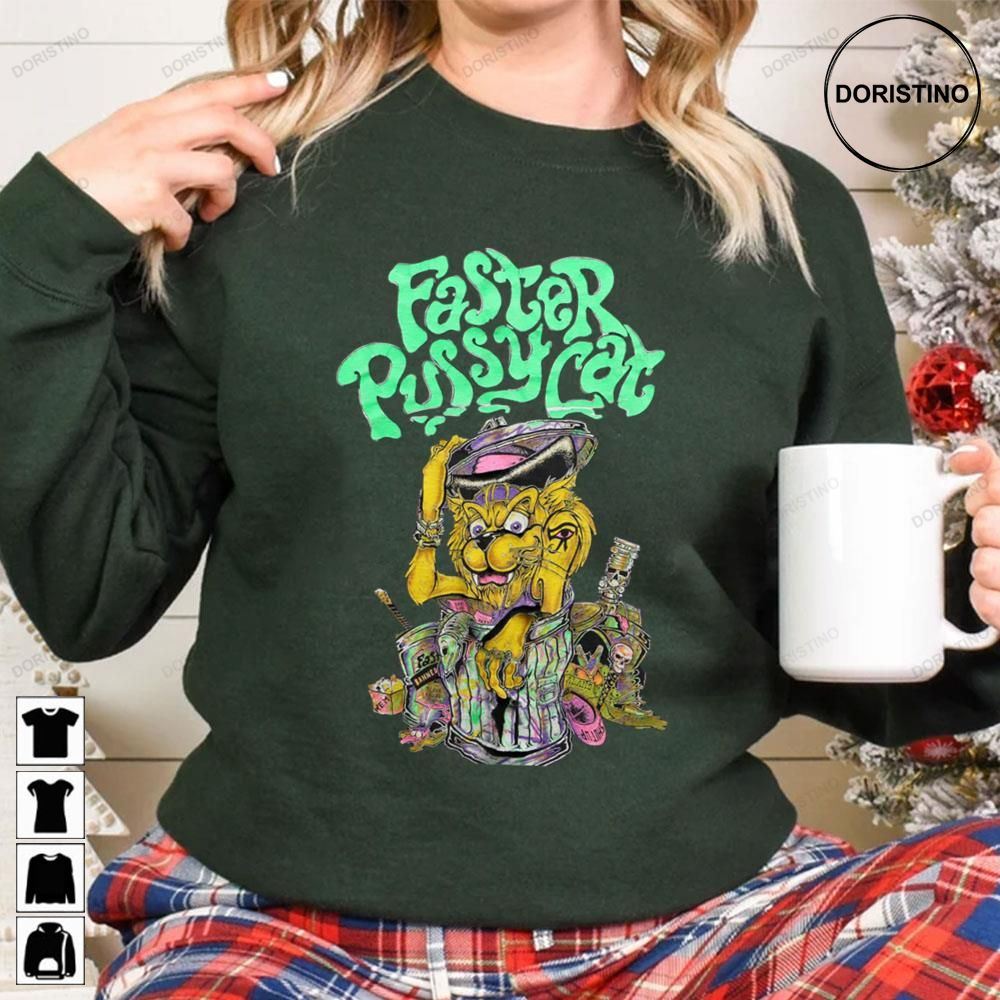 Faster Pussycat Band Cartoon Art Limited Edition T Shirts 
